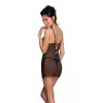Сорочка з вирізами на грудях, стрінги Passion LOVELIA CHEMISE S/M, black
