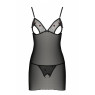 Сорочка з вирізами на грудях, стрінги Passion LOVELIA CHEMISE S/M, black
