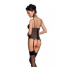 Корсет з підв'язками, стрінги Passion LOVELIA CORSET S/M, black