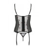 Корсет з підв'язками, стрінги Passion LOVELIA CORSET S/M, black