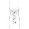 Корсет з підв'язками, стрінги Passion LOVELIA CORSET L/XL, white