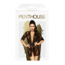 Комплект пеньюар з декором у вигляді троянд та стрінгами Penthouse - Sweet Retreat Black S/L