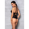 Сітчастий боді з халтером та ритмічним малюнком Passion Hima Body S/M, black