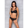 Комплект з еко-шкіри та мережива Passion LOONA SET XXL/XXXL, black, бра і трусики