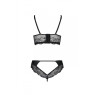 Комплект з еко-шкіри та мережива Passion LOONA SET XXL/XXXL, black, бра і трусики