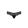 Мереживні трусики-танга з атласним бантиком Passion NAJA THONG XXL/XXXL, black