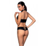 Комплект з еко-шкіри Passion NANACY BIKINI L/XL, black, бра та трусики з імітацією шнурівки