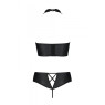 Комплект з еко-шкіри Passion NANACY BIKINI L/XL, black, бра та трусики з імітацією шнурівки
