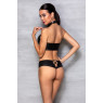 Комплект з еко-шкіри Passion NANACY BIKINI XXL/XXXL, black, бра та трусики з імітацією шнурівки