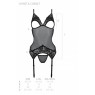Корсет із підв’язками та ажурним ліфом Passion CHRISTA CORSET L/XL, black, стрінги в комплекті