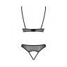 Комплект із бралету з ажурним ліфом та відкритими трусиками Passion CHRISTA SET Open Bra L/XL black