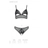 Комплект із бралету з ажурним ліфом та відкритими трусиками Passion CHRISTA SET Open Bra L/XL black