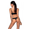 Комплект з екошкіри з люверсами та ремінцями Passion MALWIA BIKINI XXL/XXXL, black, бра та трусики