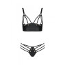 Комплект з екошкіри з люверсами та ремінцями Passion MALWIA BIKINI XXL/XXXL, black, бра та трусики