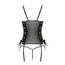 Сітчастий корсет з люверсами та знімними пажами Passion MALWIA CORSET S/M, black, екошкіра, стрінги