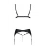 Комплект з екошкіри Passion MILEY SET XXL/XXXL, black, трусики, бюстгальтер, пояс для панчіх