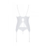 Корсет із пажами, трусики з ажурним декором та відкритим кроком Passion URSULA CORSET L/XL, white