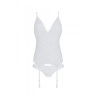 Корсет із пажами, трусики з ажурним декором та відкритим кроком Passion URSULA CORSET S/M, white