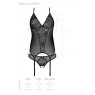 Корсет із пажами, трусики з ажурним декором та відкритим кроком Passion URSULA CORSET S/M, white