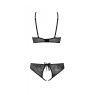 Комплект: бра, трусики з ажурним декором та відкритим кроком Passion URSULA SET L/XL, black