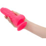 Ребристий фалоімітатор на присосці ADDICTION — Tom 7″ Dildo With Balls — Pink, віброкуля в подарунок