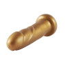 Золотий фалоімітатор Hismith 15.5см Golden Silicone Dildo, система KlicLok