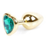 Анальний затор Boss Series - Jewellery Gold Heart PLUG Green S