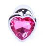 Металева анальна пробка, Silver Heart Pink, розмір S