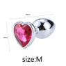 Металева анальна пробка, Silver Heart Pink, розмір M