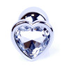 Металева анальна пробка, Silver Heart Clear, розмір S