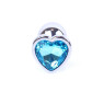 Металева анальна пробка, Silver Heart Light Blue, розмір S