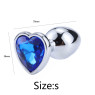 Металева анальна пробка, Silver Heart Blue, розмір S