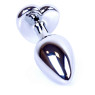 Металева анальна пробка, Silver Heart Blue, розмір S