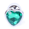 Анальний затор Boss Series - Jewellery Silver Heart PLUG Green S