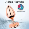 Металева золота анальна пробка, Gold Heart Pink, діаметр 2,8 см, довжина 7 см, розмір S