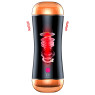 Мастурбатор з двома входами FOXSHOW Vibrating Masturbation Cup USB 10 + інтерактивні функції Black