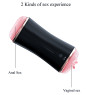 Мастурбатор з двома входами FOXSHOW Vibrating Masturbation Cup USB 10 + інтерактивні функції Black