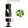 Мастурбатор із двома входами на присосці Boss Series: Vibrating Masturbation Cup Black