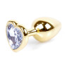 Анальний затор Boss Series - Jewellery Gold Heart PLUG Clear S