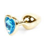 Анальний затор Boss Series - Jewellery Gold Heart PLUG Light Blue S