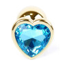 Анальний затор Boss Series - Jewellery Gold Heart PLUG Light Blue S