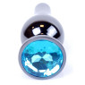 Анальний затор Boss Series - Jewellery Dark Silver BUTT PLUG Light Blue