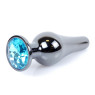 Анальний затор Boss Series - Jewellery Dark Silver BUTT PLUG Light Blue