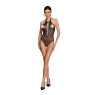 Бодістокінг з декольте Passion BS088 black, імітація корсетної шнурівки