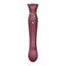 Смартвібратор 3в1 Zalo — Queen Wine Red, пульсівна перлина та вакуум, кристал Swarovski