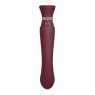 Смартвібратор 3в1 Zalo — Queen Wine Red, пульсівна перлина та вакуум, кристал Swarovski