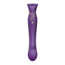Смартвібратор 3в1 Zalo — Queen Twilight Purple, пульсівна перлина та вакуум, кристал Swarovski