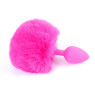 Анальна пробка (розмір S) з хвостом Boss Series - Silicon PLUG Bunny Tail Pink