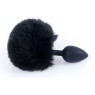 Анальна пробка (розмір S) з хвостом Boss Series - Silicon PLUG Bunny Tail Black