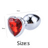 Металева анальна пробка, Silver Heart Red, розмір S